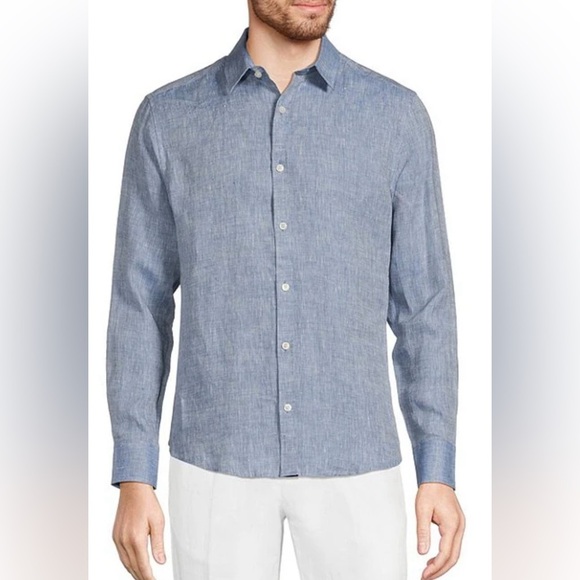 NWT Baird McNutt x Murano Big & Tall Long Sleeve Solid Linen Woven Shirt, 2XB - Picture 1 of 12